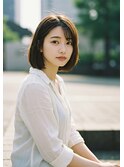 ショートボブ髪型20代30代40代面長丸顔/チャコールグレー/越谷