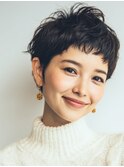 大人女性/ショートカット/ボブルフ/ネビージュ/小顔/パーマ