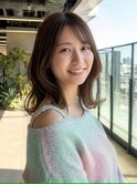 くびれミディレイヤーカットミディアム大人外ハネ艶モカブラウン