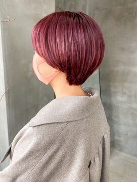 テトヘアー(teto hair) ピンクイルミナカラーブロッサムピンクパープル暖色ショートボブ