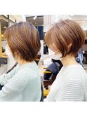 愛され大人ショートボブ・前髪長め・アッシュベージュ【BISA】