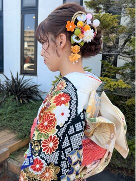 ラパンセ ブルー(LA PENSEE BLEU) 【LA PENSEE BLEU】成人式へアセット　アレンジ　振袖　着物ヘア