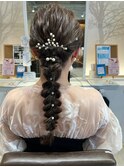 ヘアアレンジ二次会ヘアセットモテ髪編み込み