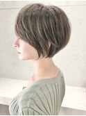 斜めバング グレージュカラー シルキーベージュ マッシュパーマ