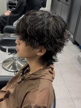 シャドウウルフ×スパイラルパーマで奥行きのあるヘア[栄/矢場町/理容室/ウルフ/ニュアンスパーマ/韓国]