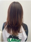 大人可愛い透明感立体感グレージュ×エアストレート