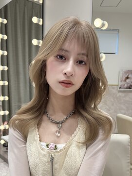 キャリ 渋谷(care) 顔まわり姫カットレイヤー×ナチュラルマロンベージュハイトーン