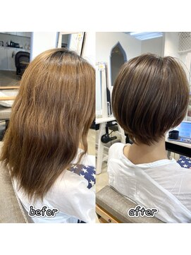 アンジュベイナハ (Ange Bay NAHA) 丸みのある縮毛矯正×ショートボブ