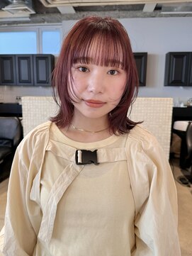 ディッセンバー 渋谷(December) ブリーチなしダブルカラー/ボルドー/顔まわりレイヤー/ボブ