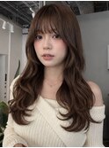 レイヤーカット/ウェーブ巻き/顔まわり/ベージュ