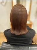 キャラメルオレンジ　外はねボブ