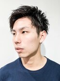 七三オールバックツイストパーマコンマヘア