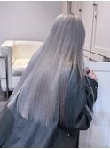 13624髪質改善金髪ホワイトブロンドシルバーアッシュストレート