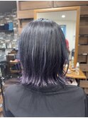 外ハネレイヤーボブ パープルグラデーション