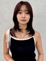 エジョン 三鷹店(Aejon) 顔まわりレイヤーカット姫カットレイヤーアプリコットオレンジ