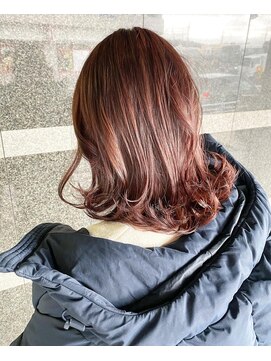 シアン 大倉山店(CYAN) ☆ミディアム外ハネスタイルも可愛い×ピンクベージュ☆