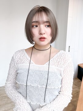 アルバム 銀座(ALBUM GINZA) ボブ韓国ヘアオリーブベージュ前髪カット_F31401