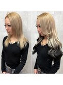 Before→After/編み込みエクステ×黒グラデーション