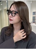 顔周りレイヤーカットくびれヘアミルクティーベージュカラー韓国