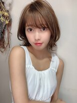 【shige】韓国風外ハネパーマフォギーベージュスリークボブ
