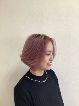 アズ As 美容室 春色ピンクベージュ☆グラボブ