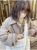【三ツ井純】大人可愛いニュアンスパーマ ゆるふわミディ透明感