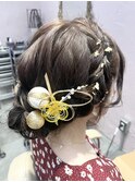 編み込みお団子スタイル