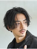 ニュアンスパーマセンターパートツーブロックメンズ栄