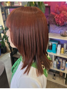 リットヘアーワークス(Lit Hairworks) レイヤーカット×オレンジ×ケラコラトリートメント