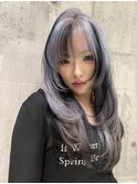 ハイトーン/ダブルカラー/クラゲヘアー/オリーブグレー/小顔/