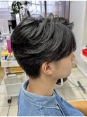 ツーブロック◎黒髪センターパート×ニュアンスパーマで爽やか