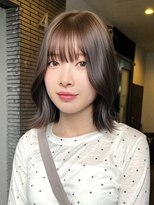 ロティー 天神(loty)&nbsp;ミディアムレイヤー 前髪 ブラウン 髪質改善カラー 顔周りカット