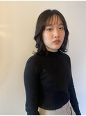 韓国風ネオシースルーバング前髪カールヨシンモリ