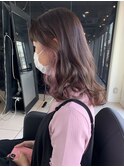 インナーカラーピンクラベンダーブリーチ1回グレージュ甲府