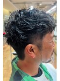 20代30代メンズスパイラルパーマワイルドオシャレ感アッシュ