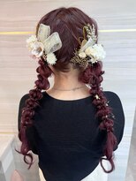 エルバイラビス 大宮(elu by lovis)&nbsp;《chihina》結婚式ヘアセット/編みおろしツイン/前髪パーマ