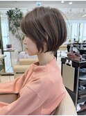 前髪あり耳掛け丸みくびれショートボブ20代30代40代50代（蘭）