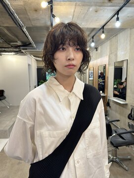 ヒュージ 表参道(huge) ナチュラルボブ/くせ毛風パーマ/オリーブベージュ/レイヤー