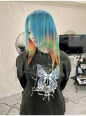 派手髪×デザインカラー×虹