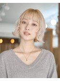 ボブ/ミニボブ/大人ガーリー/ブロンド/似合わせカット/恵比寿