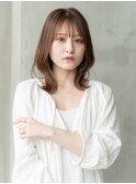 くびれ巻き/ミディアムボブ/透明感カラー