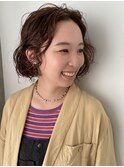 大人可愛いミニボブ 丸みショートボブ ×前髪なしパーマ