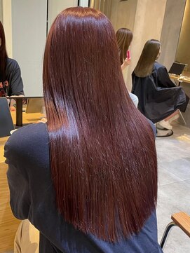 ジーナ 札幌大通(Zina) 髪質改善*艶感ストレート*チェリーピンク【Zina札幌大通】