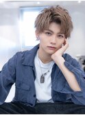 メンズハイトーンカラーアップバングツーブロックモテ髪