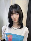 顔まわり韓国レイヤーハグカット