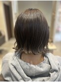 切りっぱなしボブ/オリーブベージュカラー
