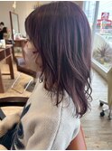 艶と深みで魅せる◎バイオレットブラウン/コテ巻き/セミロング