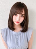 大人ワンカールミディアムレイヤー小顔流し前髪20代30代40代