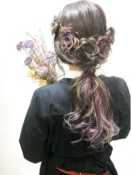 ニーケ 池袋 池袋西口(nike) ブリーチ2回onカラー☆フラワーハーフアップ☆(池袋/池袋/池袋)