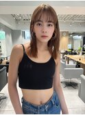 レイヤーカット ウェットヘア オリーブベージュ 大人ヘア 原宿